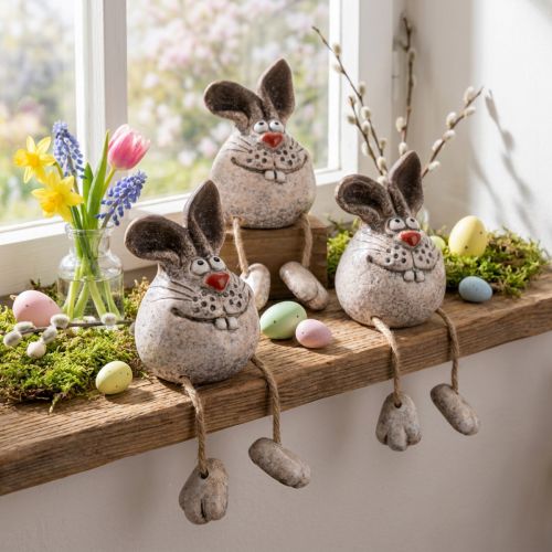 Bunny keramik dekorativ kaninkant skammel 6,5×7×9,5cm 3 stk. | Floristik24.dk