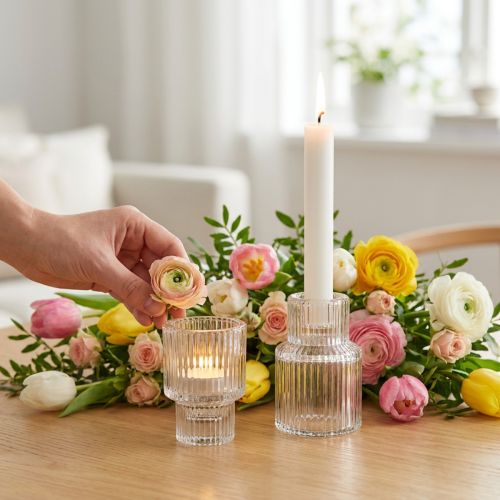 Pindelysestage glas fyrfadsstage Ø5cm H8cm 4 stk | Floristik24.dk
