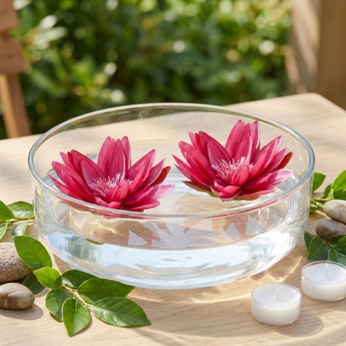 Kunstig borddekoration med flydende åkande fuchsia Ø15cm 2 stk. | Floristik24.dk