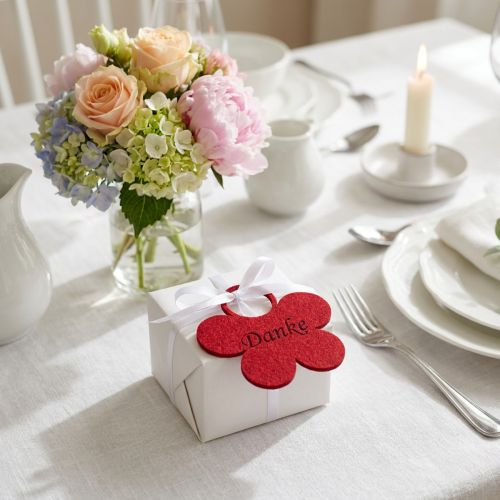 Filt blomster vedhæng "Tak" 10 cm 8 stk | Floristik24.dk