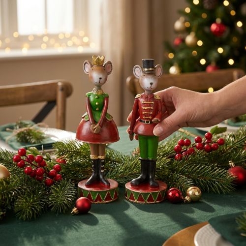 Julemusdekorationsfigurer 14,5 cm rød-grøn 2 stk. | Floristik24.dk