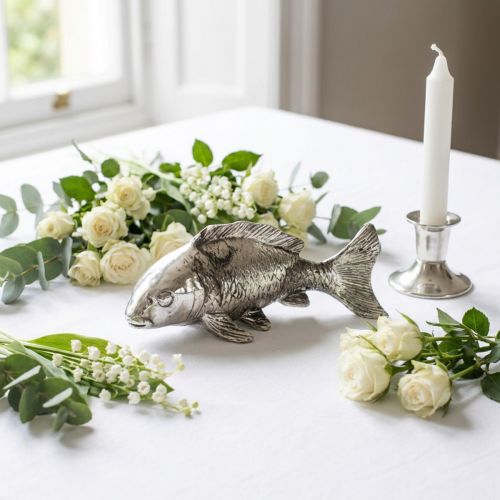 Deco fisk antik sølv 14cm | Floristik24.dk
