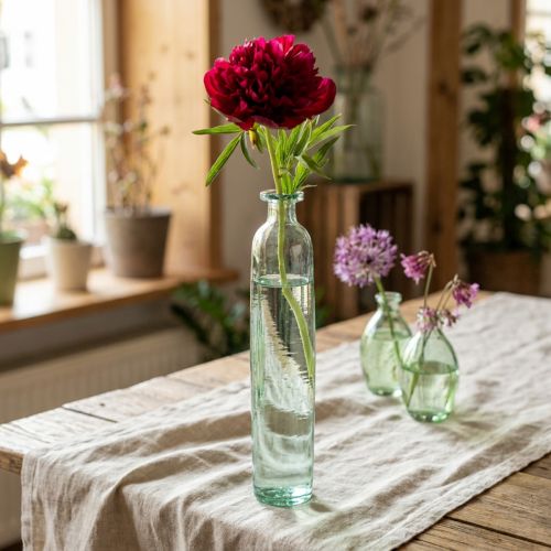 Flaskedekorationsvase Glas Klar/Grøn Retro Ø6,5cm H30cm | Floristik24.dk