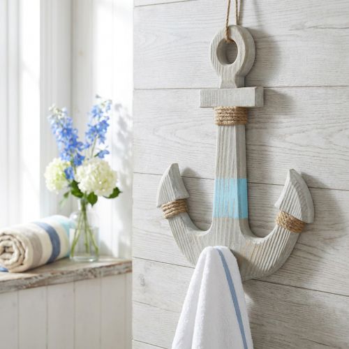 Anker til ophæng, maritim dekorationskrog, badeværelsesdekoration i træ, vintage look H39cm | Floristik24.dk