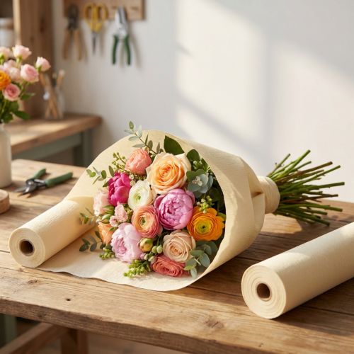 Blomstercrepe champagnecreme B10cm L250cm 2stk | Floristik24.dk