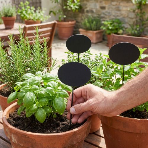 Artikel Plantemærker, træpæle til haveplanter, sorte, 19 cm, 12 stk. - havepæle, urtepæle
