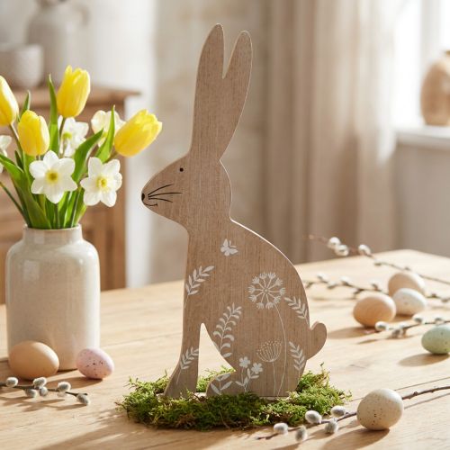 Påskehare Påskepynt dekorativ træhare siddende 20×40cm | Floristik24.dk