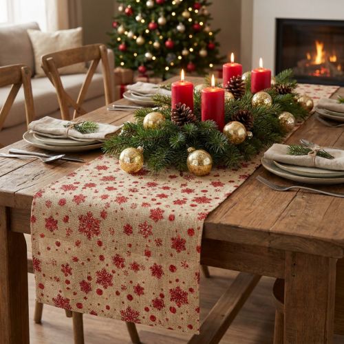 Bordløber Julebordløber snefnug 48×450cm | Floristik24.dk