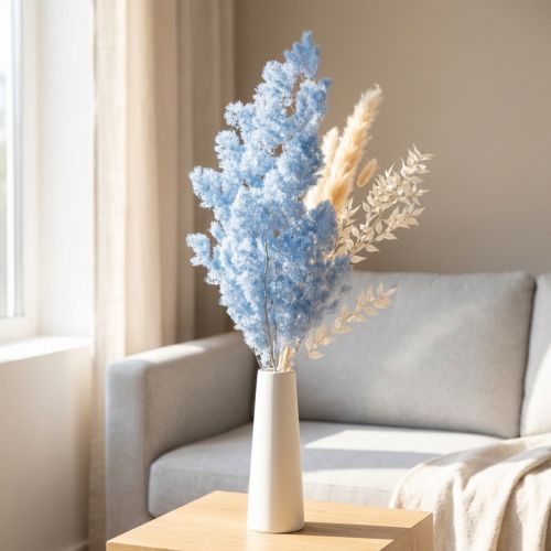 Lyseblå fjer asparges dekorative tørrede asparges blomster 55-70cm | Floristik24.dk