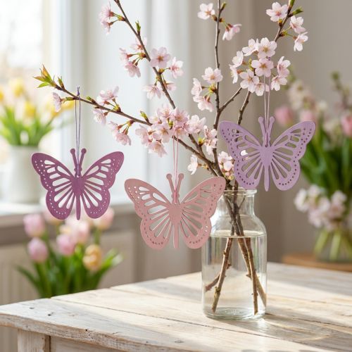 Deco sommerfugle deco bøjle lilla/pink/pink 12cm 12stk | Floristik24.dk