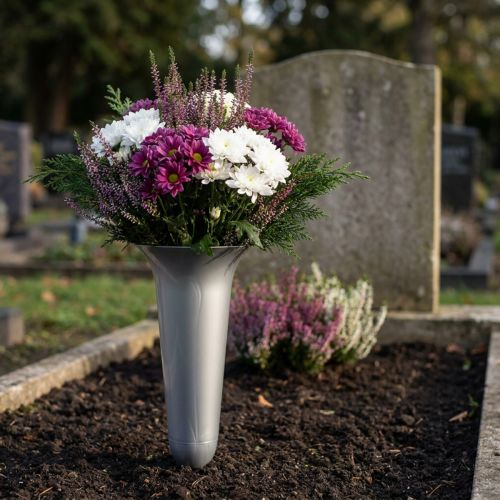Gravvase sølv 40cm | Floristik24.dk