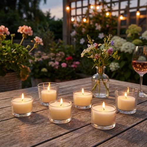 Artikel Citronella-duftende fyrfadslys til romantiske aftener derhjemme eller i haven, 25 mm, 7 timer, 18 stk.