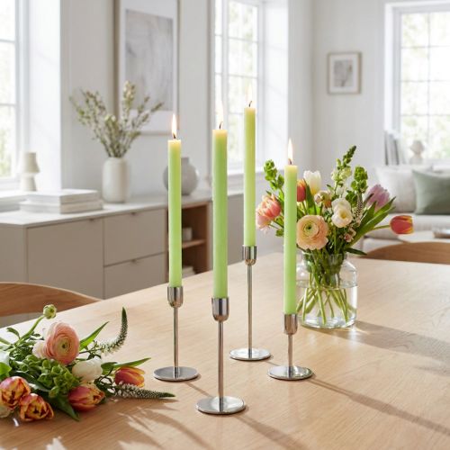 Limegrønne farvede keglelys 22×240 mm 12 stk. | Floristik24.dk