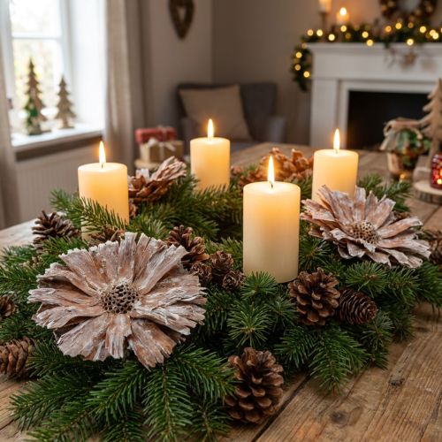 Protea roset 8-9cm hvidvasket 25 stk | Floristik24.dk
