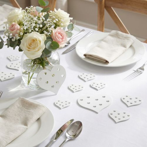 Heart Mix White 3,3 cm - 7cm 54p | Floristik24.dk