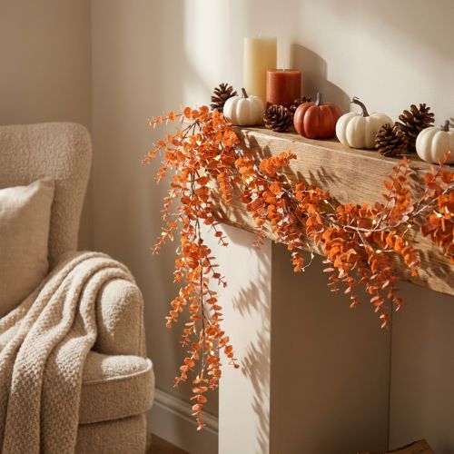 Artikel Kunstig Eucalyptus Hanger Autumn Eucalyptus Orange 150cm