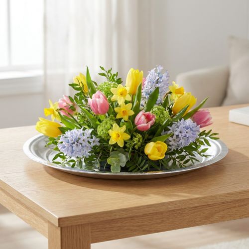 Dekorativ plade metal sølv skinnende Ø36cm H3cm | Floristik24.dk