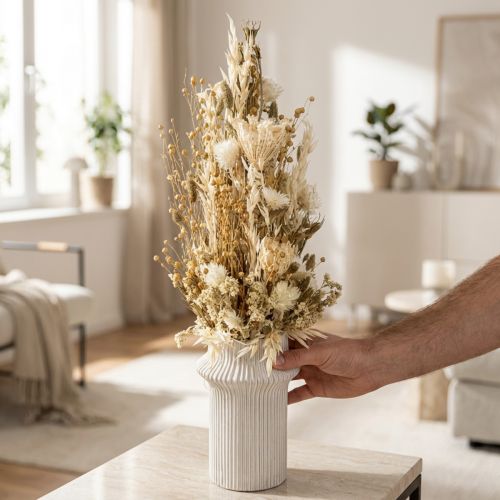Tørrede blomster hvidguld dekorative hætteblomster Phalaris 30cm 200g | Floristik24.dk