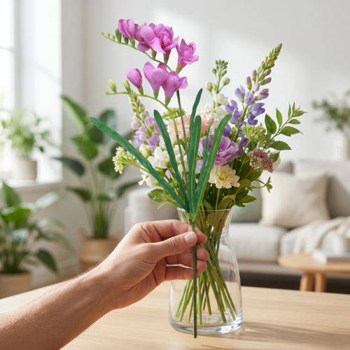 Artikel Kunstige haveblomster freesia lilla 58cm