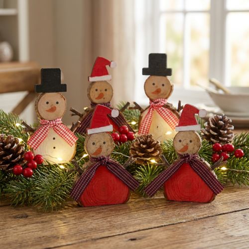 Deco figur snemand Træ 10cm 9 stk | Floristik24.dk