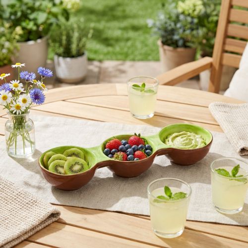 Keramisk skål med kiwi-motiv, sommerdekoration til stilfuld servering af tapas og snacks, 30 cm | Floristik24.dk