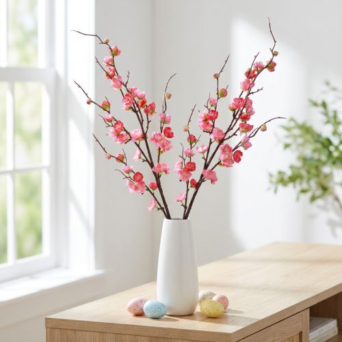 Kirsebærblomstgrendekoration Kunstig gren Mørk Pink 96cm 2stk | Floristik24.dk
