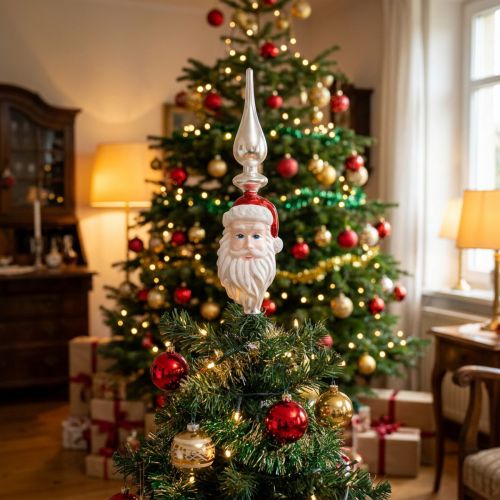 Træ topper glas Julemand Juletræs topper 34cm | Floristik24.dk