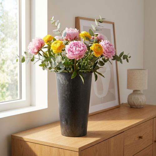 Gulvvase sort vase plast antracit Ø17,5cm H28cm | Floristik24.dk