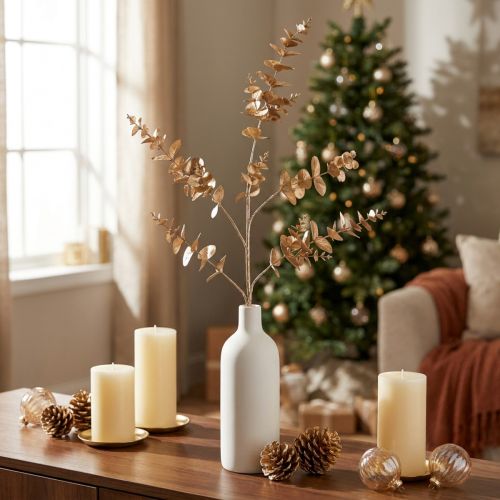Eucalyptus kunstig eukalyptusgren metallic L105cm | Floristik24.dk
