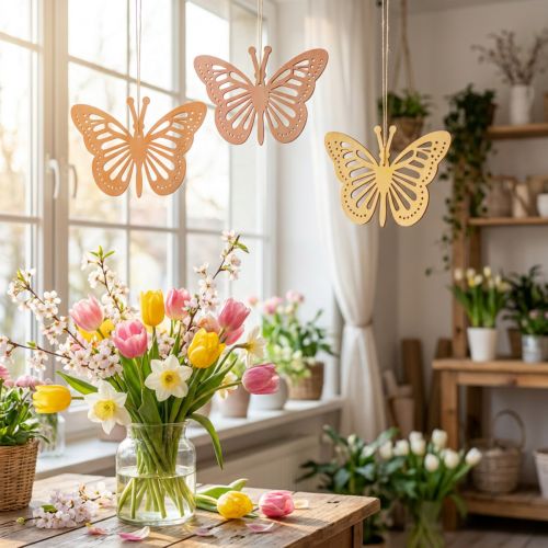 Dekorative sommerfugle Dekorationsbøjle Orange/Pink/Gul 12cm 12 Stk | Floristik24.dk