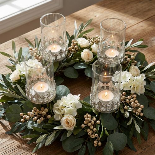 Fyrfadsstage med glas til tilslutning af vintage sølv Ø5,5cm H8cm 4stk | Floristik24.dk