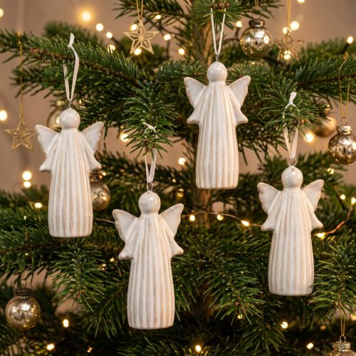 Artikel Englevedhæng dekorativ figur til ophængning på juletræ 8 cm 4 stk.