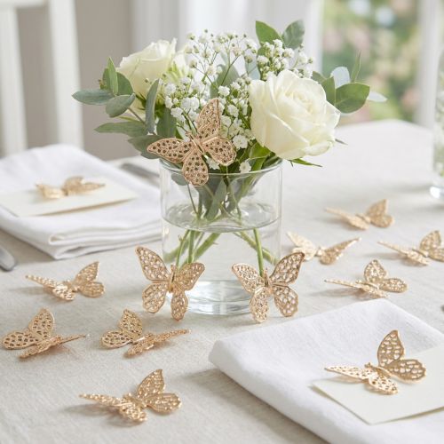 Mini sommerfugle metal scatter dekoration gylden 3cm 50 stk | Floristik24.dk