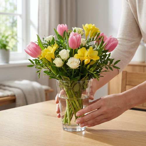 Glasvase klar Ø8cm H11cm til borddekoration | Floristik24.dk