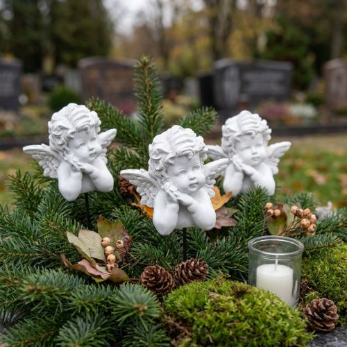 Dekorativ stik englefigurer gravdekoration hvid H5cm 6 stk | Floristik24.dk