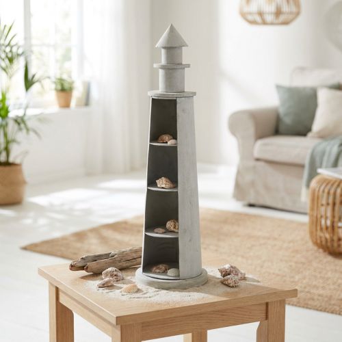 Fyrtårn Shabby Chic Creme Sommerdekoration Maritim Ø14,5cm H51cm | Floristik24.dk