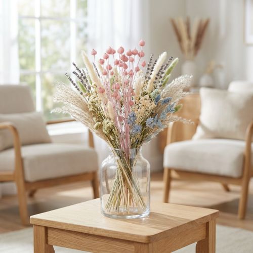 Jordbærtidsel, tørret tidsel, tidseldekoration, lyserød, 58 cm, 100 g | Floristik24.dk