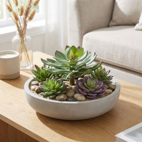 Kunstig sukkulent grøn 27cm | Floristik24.dk