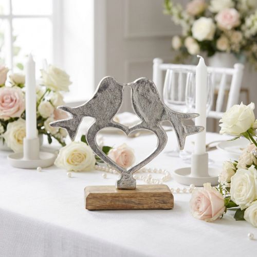 Artikel Hjerte dekoration til at placere med fugl dekoration bryllup 16,5×19,5cm