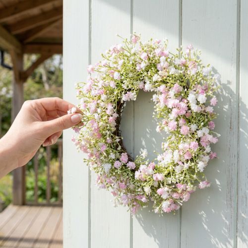 Kunstig blomsterkrans dørkrans vægdekoration Ø30cm H6cm | Floristik24.dk