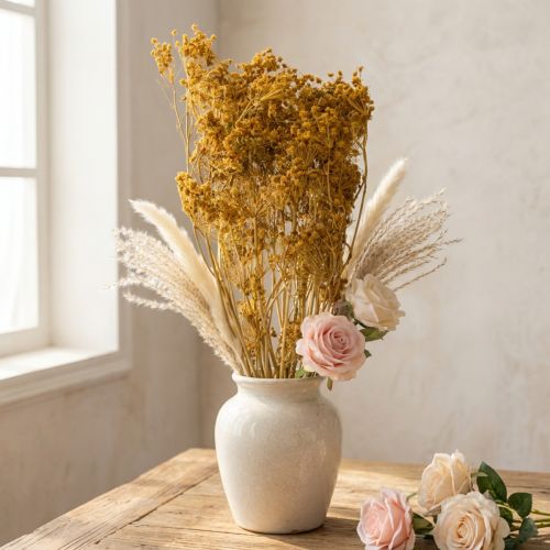 Artikel Tørret blomsterbuket af dild med fine blomster til romantisk vintagedekoration 55 cm