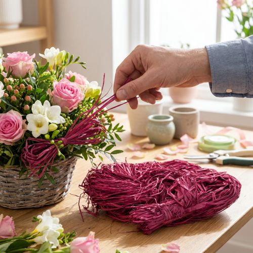 Dekorativ raffia til fremstilling af naturlig raffia raffia mallow 300g | Floristik24.dk