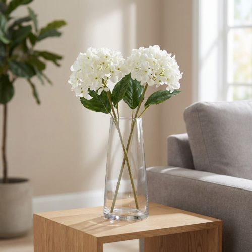 Kunstig hortensiablomst til elegant, moderne indretning, 80 cm, 2 stk. | Floristik24.dk