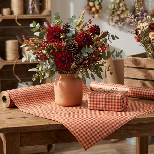 Blomstersilke 50cm ternet rød 5kg | Floristik24.dk