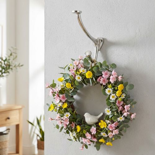 Vægkrog vintage look sølv metal dekoration krog H22cm | Floristik24.dk