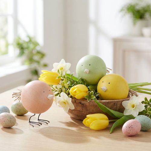 Artikel Dekorative kyllingefigurer som et muntert blikfang til forår og påske, 12 cm, 3 stk.