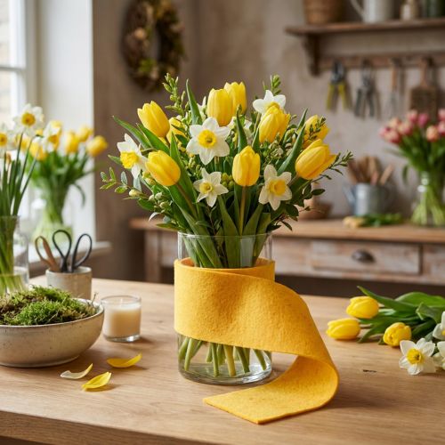 Filtbånd 15 cm x 5 m gult | Floristik24.dk
