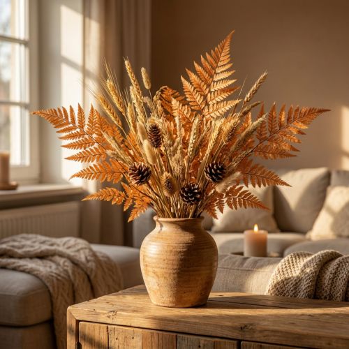Orange konserveret bregnedekoration 45 cm 10 stk. Hjemmedekoration DIY | Floristik24.dk