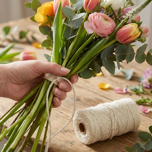 Jutebånd jutesnor bånd jute creme pyntebånd hvid Ø4mm 100m | Floristik24.dk