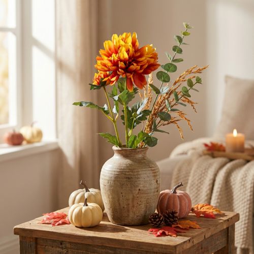 Kunstige blomster dekoration dahlia kunstige blomster orange 62cm | Floristik24.dk